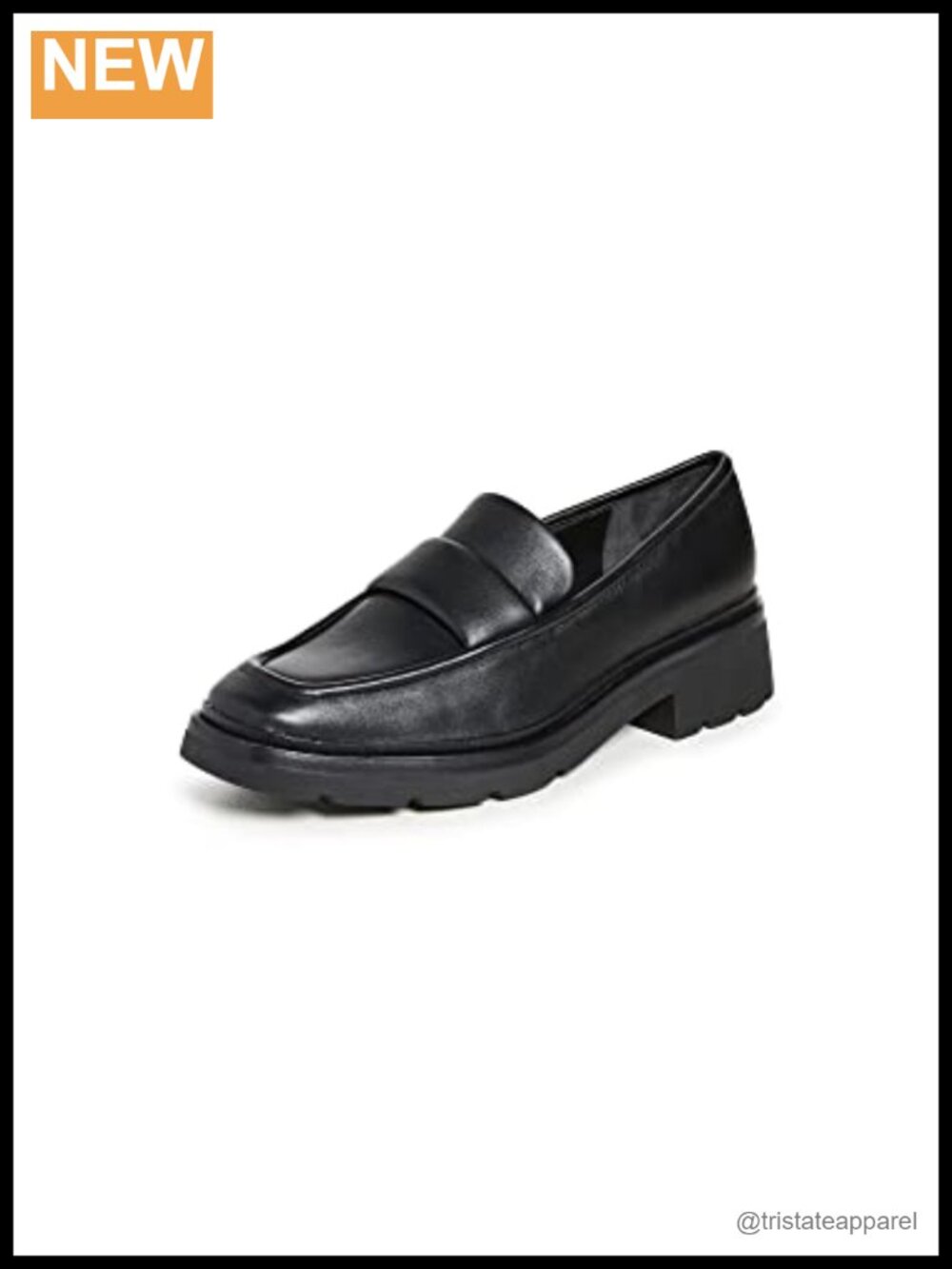 Robin Leather Loafer with Notched Vamp, Chunky Block Heel